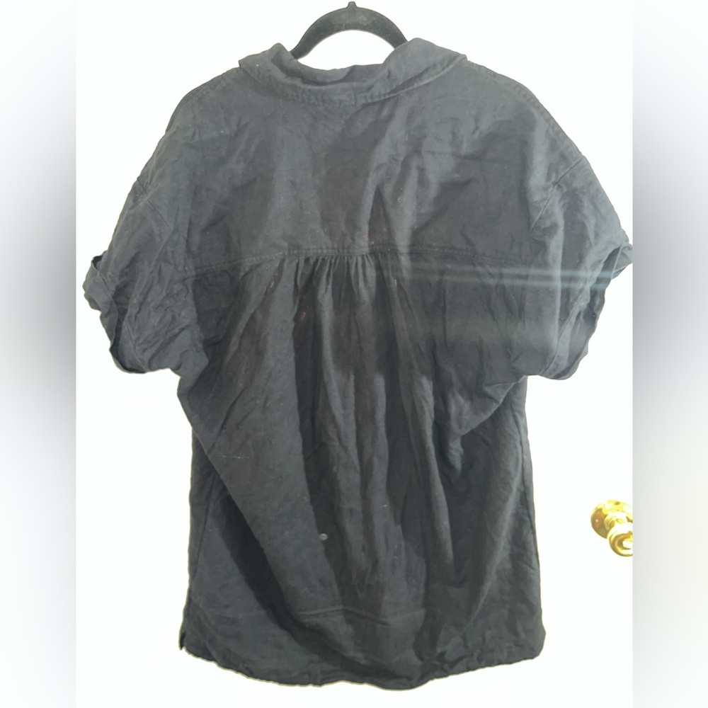 Pilcro Black Button Down Linen Shirt Dress Anthropologie - Picture 6 of 11